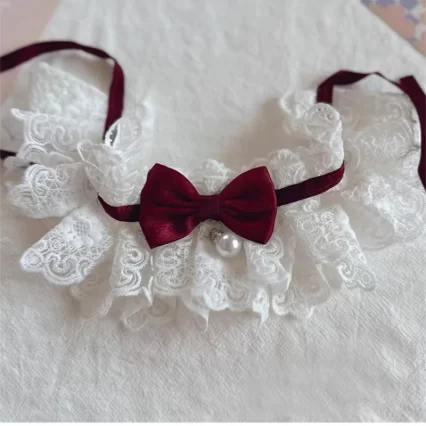 Collar-de-perro-de-perlas-de-seda-enjoyada-colgante-de-bufanda-de-cinta-de-cachorro-de-3